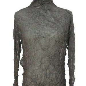 Issey Miyake Vintage Black Long Sleeve Crinkle Pleat Top Size M